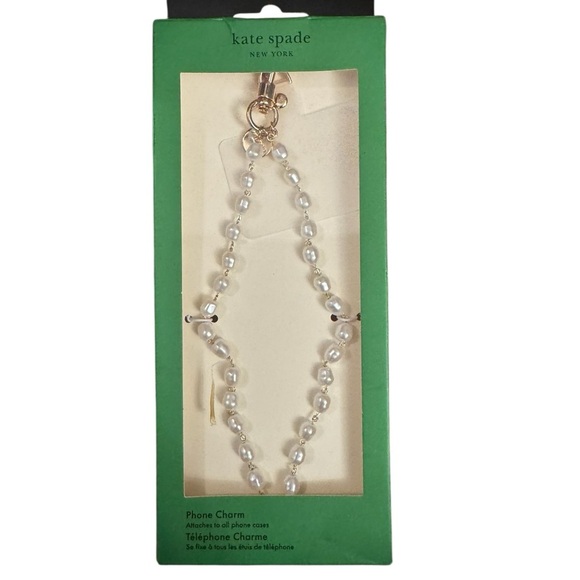 kate spade White and Gold Phone Case Strap in Sea Pearl - Picture 5 of 6